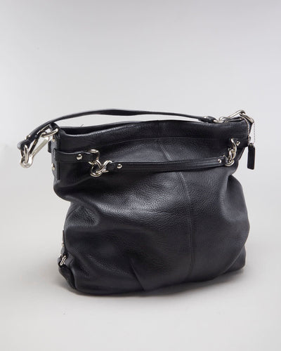 Black Coach Black Leather Pewter Bag - O/S