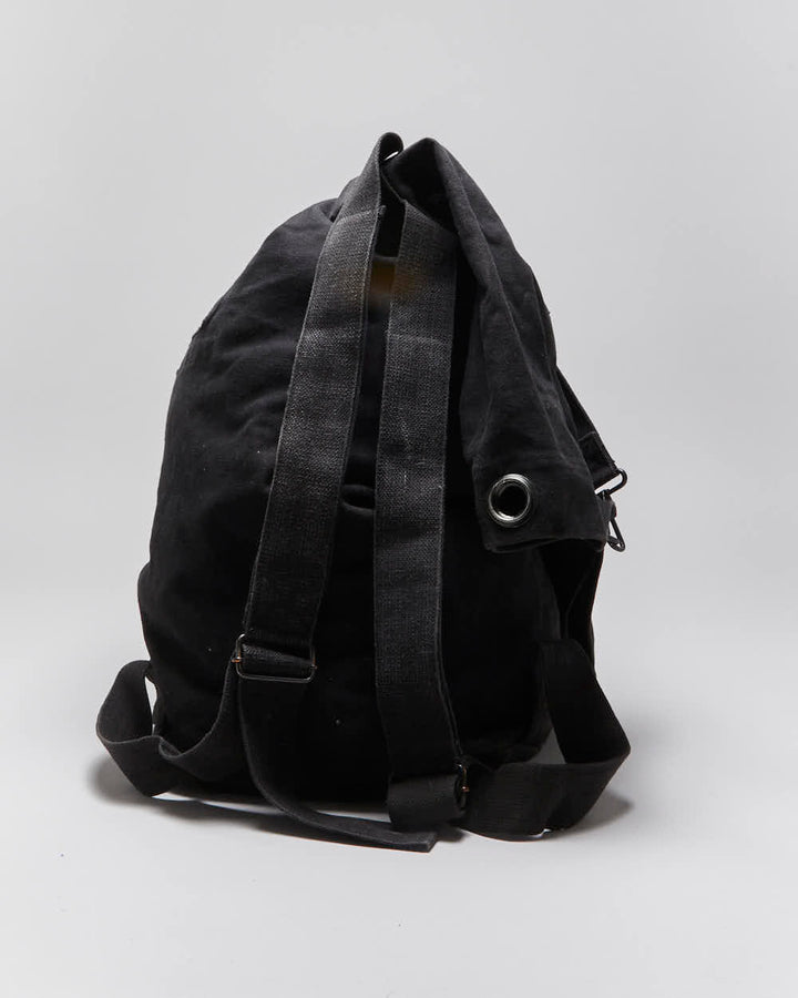 Vintage Military Style Black Cotton Canvas Duffle Bag
