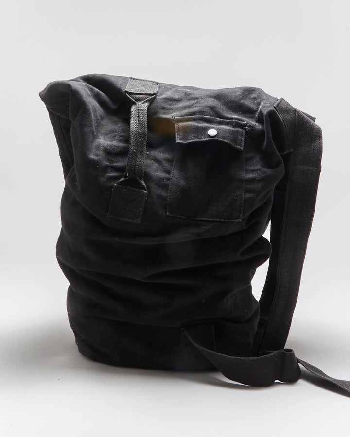 Vintage Military Style Black Cotton Canvas Duffle Bag