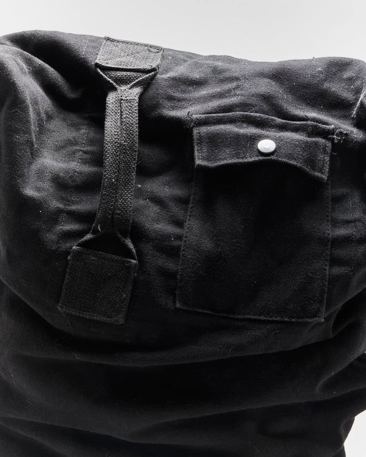Vintage Military Style Black Cotton Canvas Duffle Bag