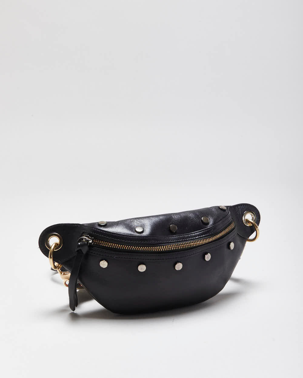 Vintage Y2K 00s Jimmy Choo Lockett Black Studded Leather Bum Bag