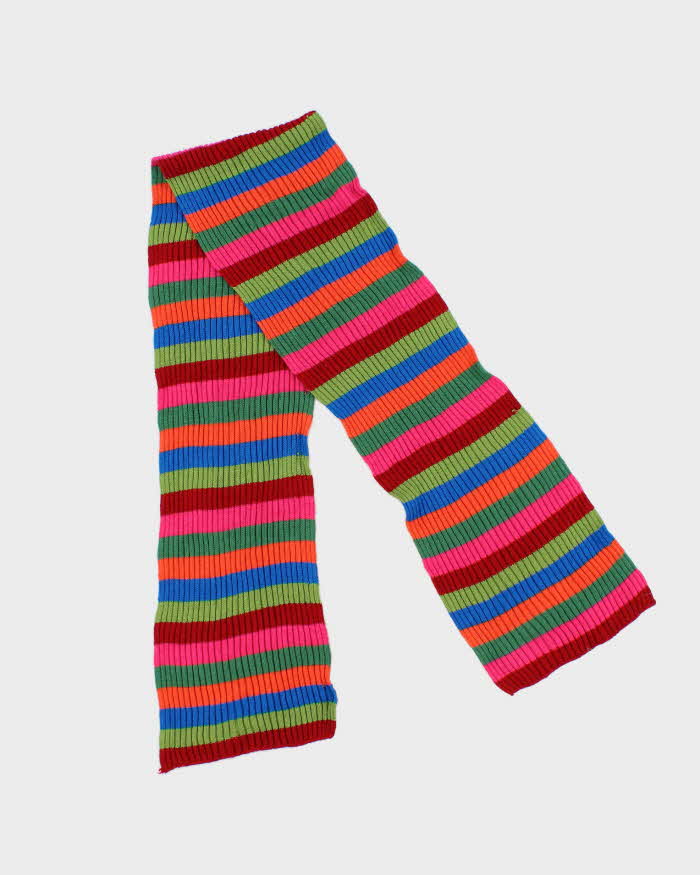 Vintage Stripped Rainbow Knit Skinny Scarf