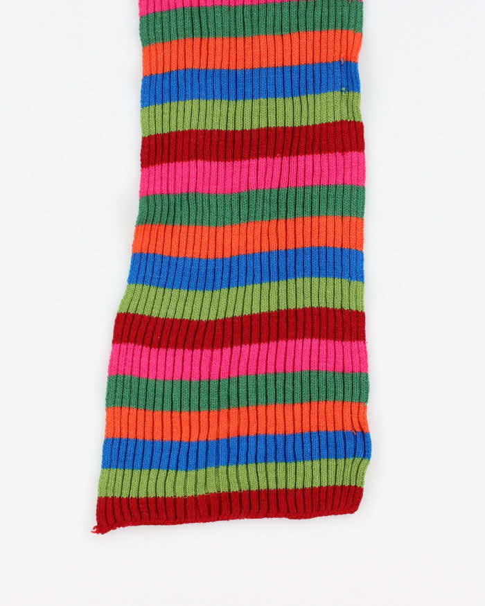 Vintage Stripped Rainbow Knit Skinny Scarf