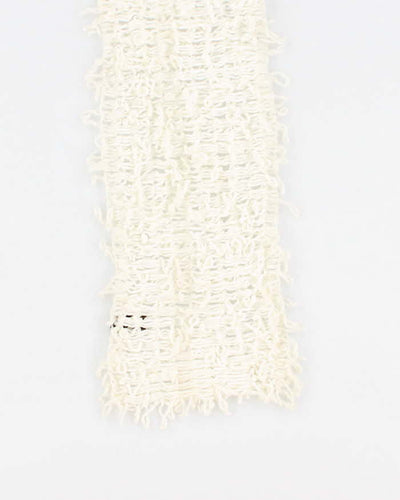Vintage Cream Knit Fluffy Scarf