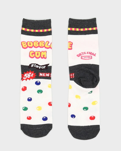 "Bubble Gum" White Socks - One Size