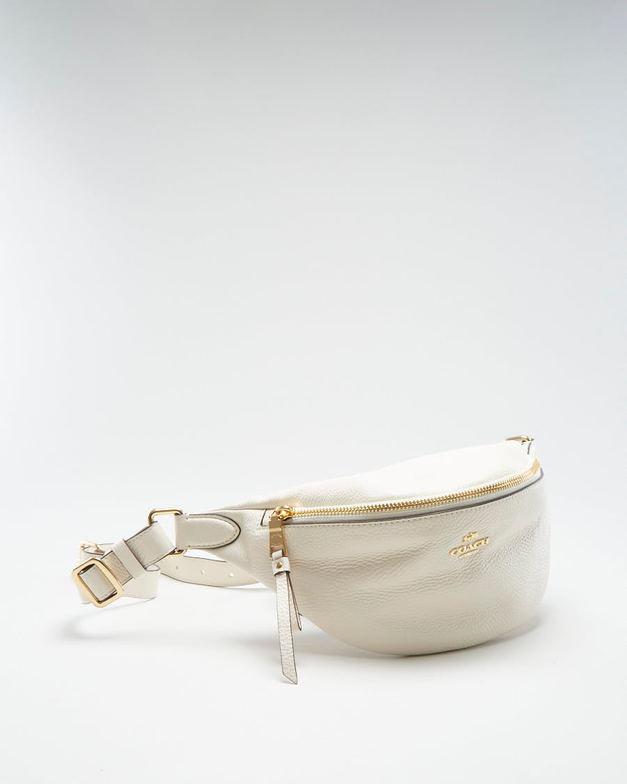 Leather Belt Bag White Leather Bum Bag Coach Cream Leather Bum Bag O/S