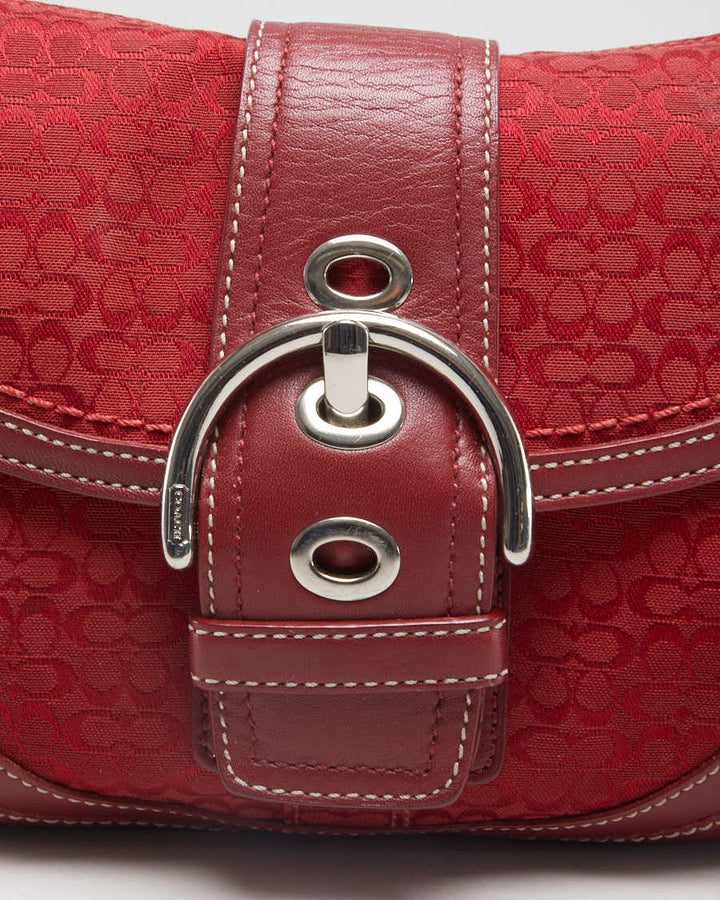 Y2K 00s Coach Red Monogram Handbag - O/S