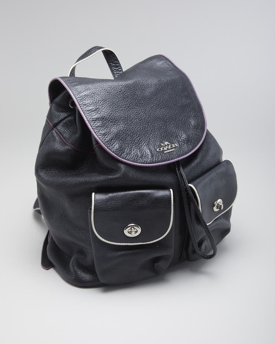 coach billie backpack black Vintage Black Woman's Billie Leather Drawstring backpack. – Rokit