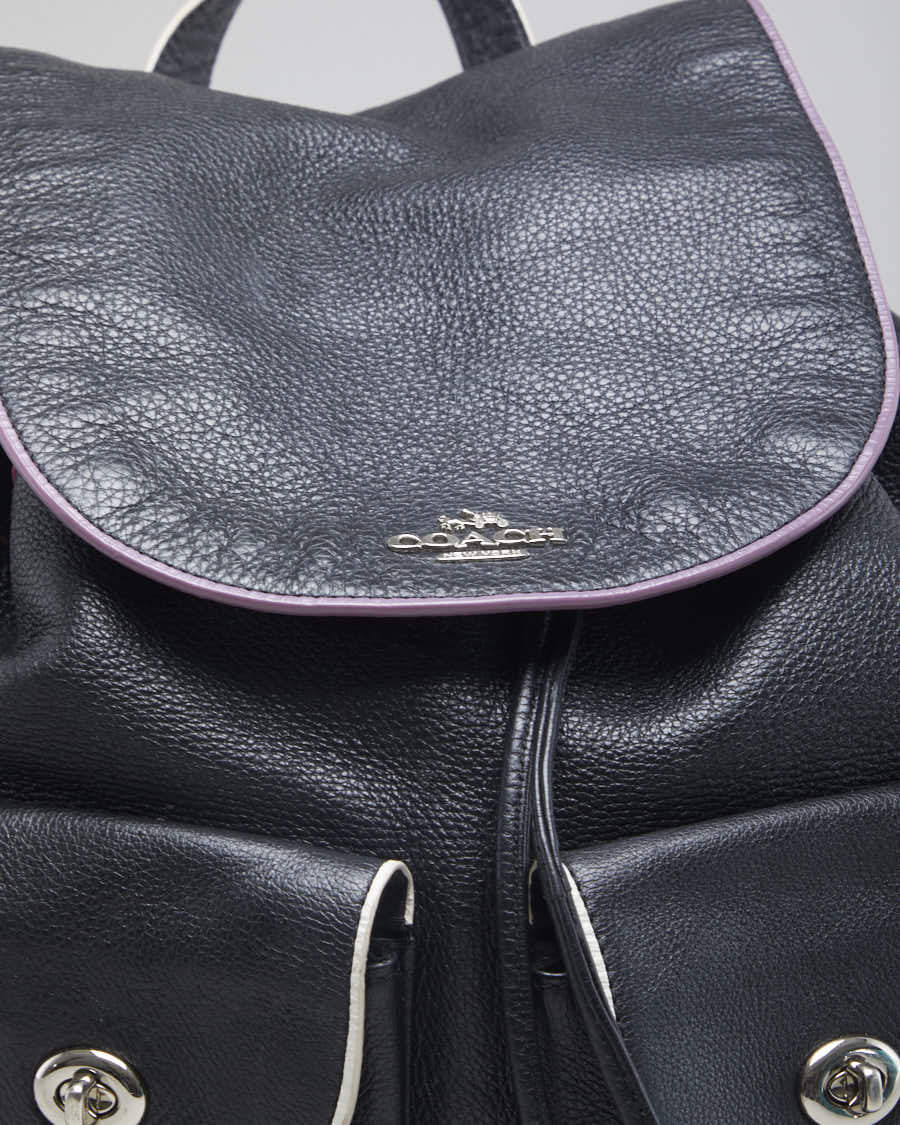 Vintage Black Woman's Billie Leather  Drawstring backpack.