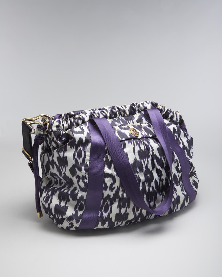 lululemon leopard bag Vintage Women's Leopard Print Lululemon Drawstring Duffle Bag – Rokit