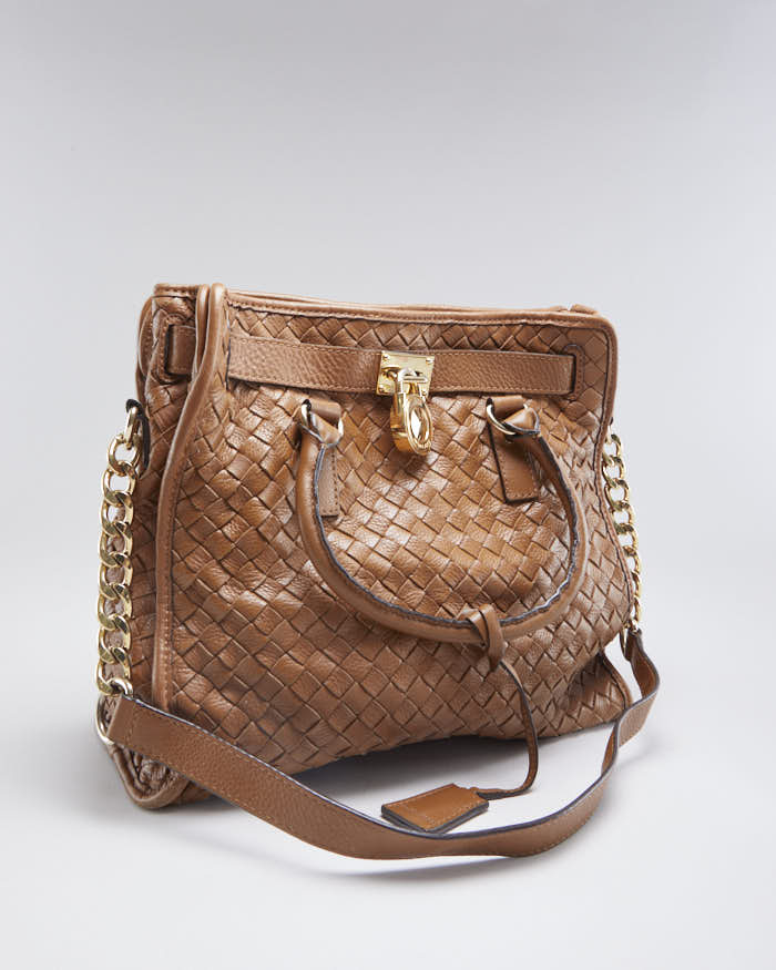 Sac à main vintage en cuir tressé marron Michael Kors pour femme