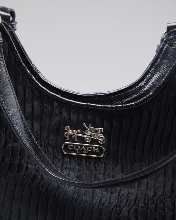 Vintage Woman's Black Coach ruffled Handbag