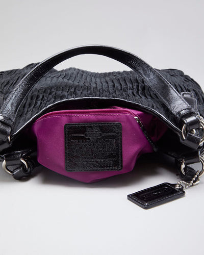 Vintage Woman's Black Coach ruffled Handbag