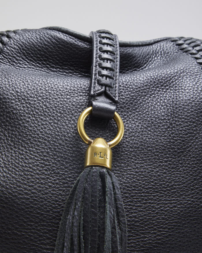 Vintage Black Ralph Lauren Fringe Leather Handbag