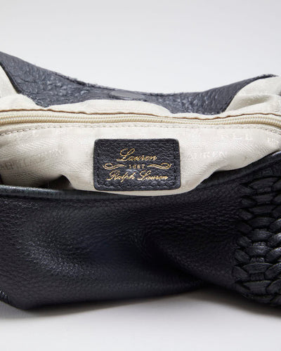 Vintage Black Ralph Lauren Fringe Leather Handbag