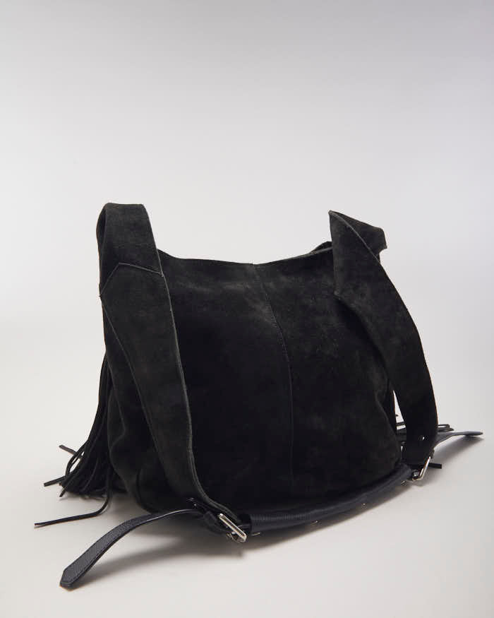 Vintage Prune Leather Hide Fringe Bag