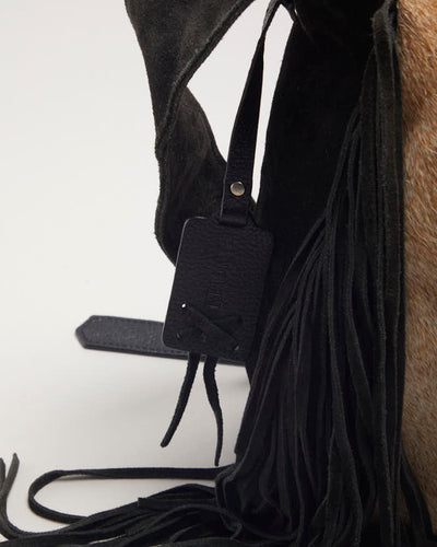 Vintage Prune Leather Hide Fringe Bag