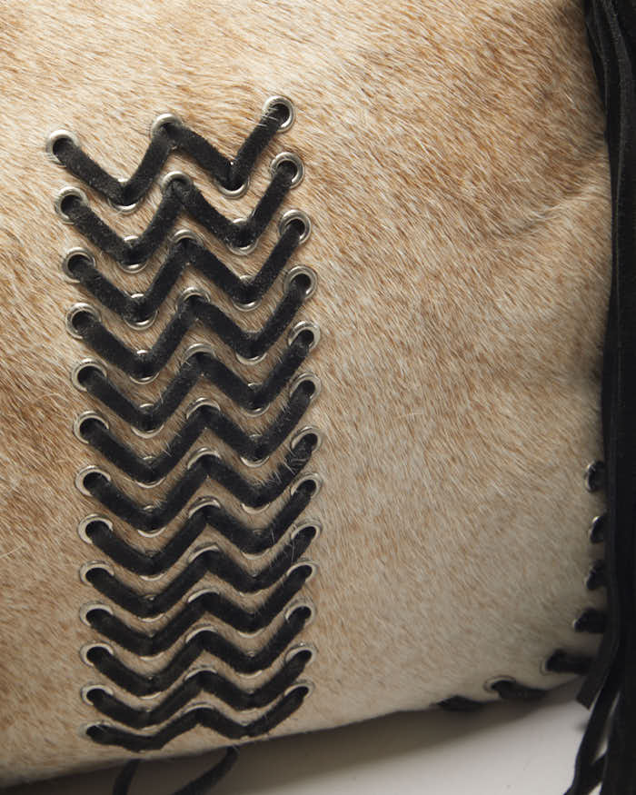 Vintage Prune Leather Hide Fringe Bag