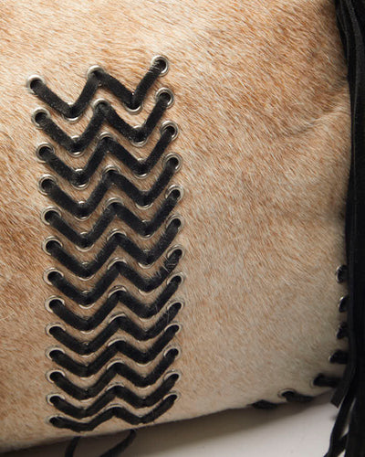 Vintage Prune Leather Hide Fringe Bag