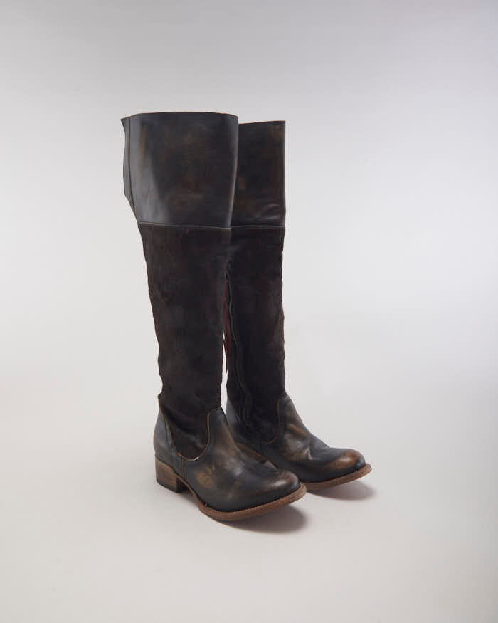 Vintage Freebird Pony Hair Leather Boots UK4 Rokit