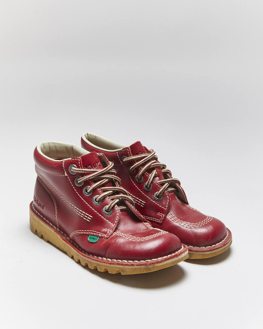 Kickers Schoenen 80er Jaren Vintage Kickers Rood Leer Hi Laarzen- Uk5 - Main Image