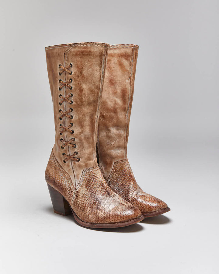 Vintage Roan Lace-up Style Cowboy Boots - UK6