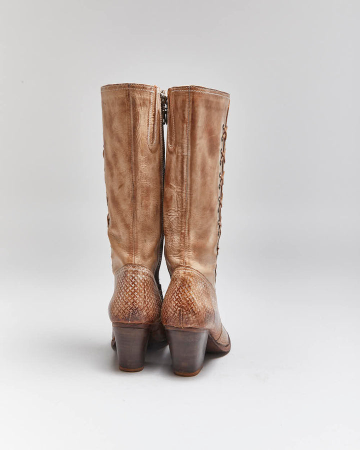 Vintage Roan Lace-up Style Cowboy Boots - UK6