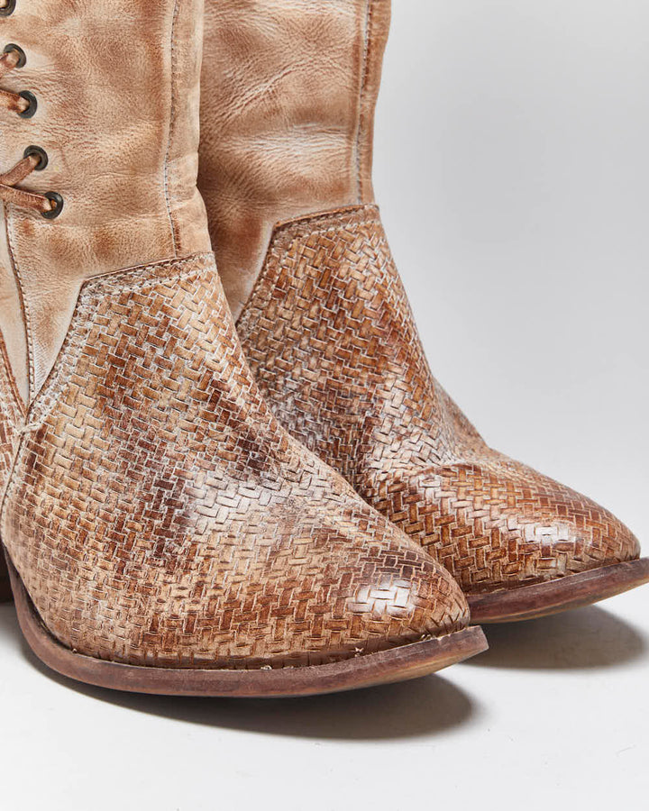 Vintage Roan Lace-up Style Cowboy Boots - UK6