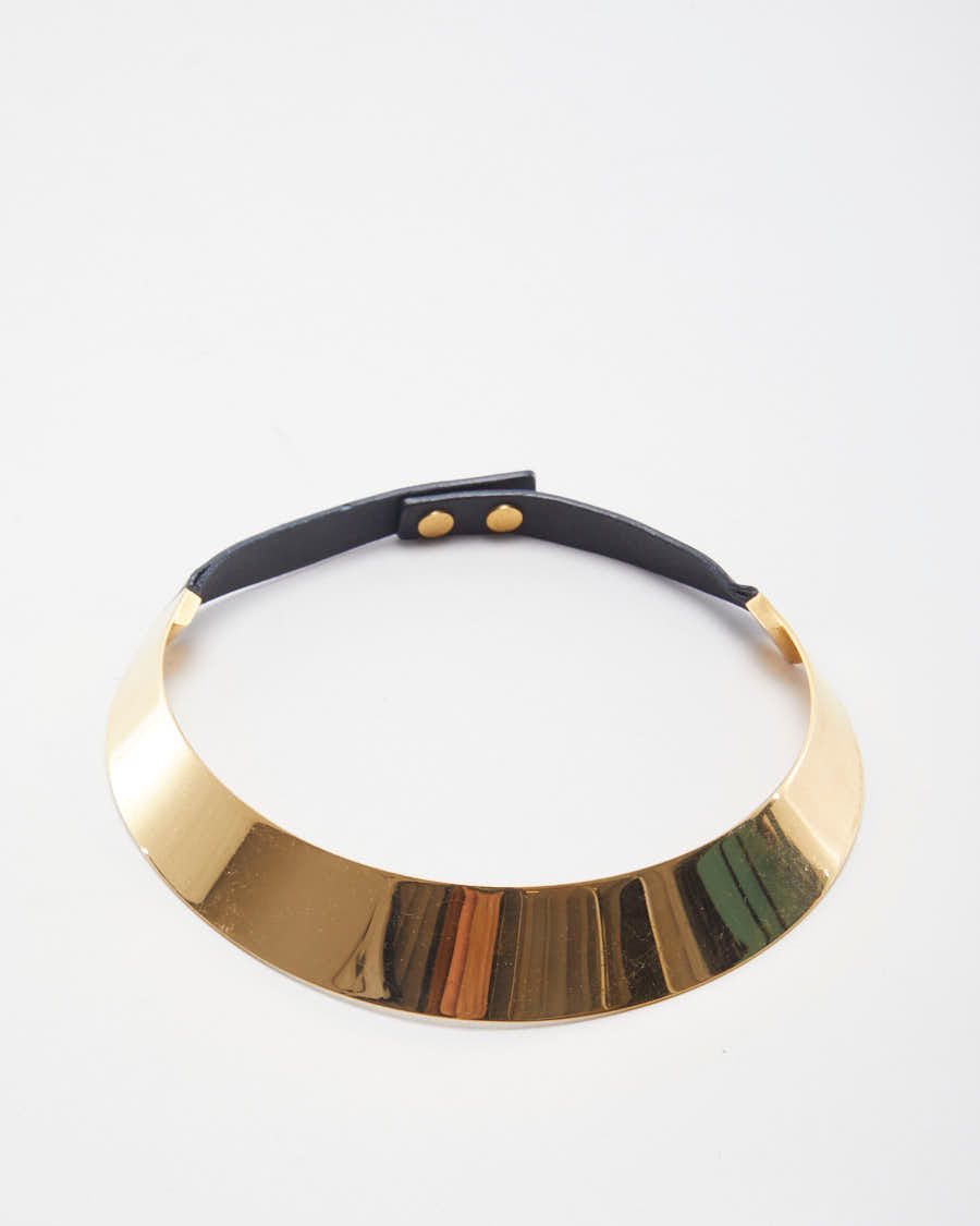 Gucci Leather and Brass Choker Necklace Rokit