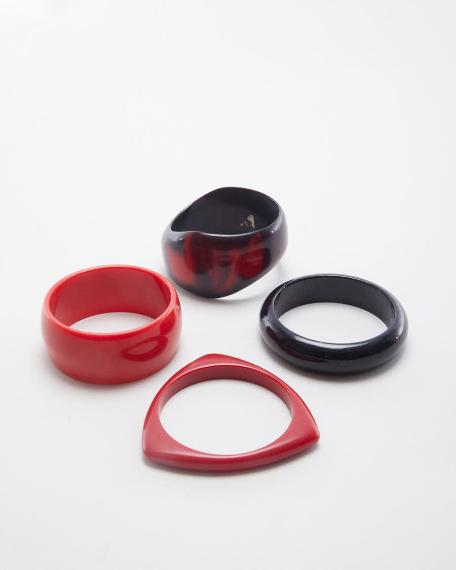 Y2K Red and Black Set of 4 Bangles