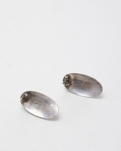 Vintage Sterling Silver Stone Earrings