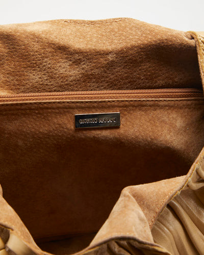 Y2K 00s Giorgio Armani Pleated Leather Hobo Bag - O/S
