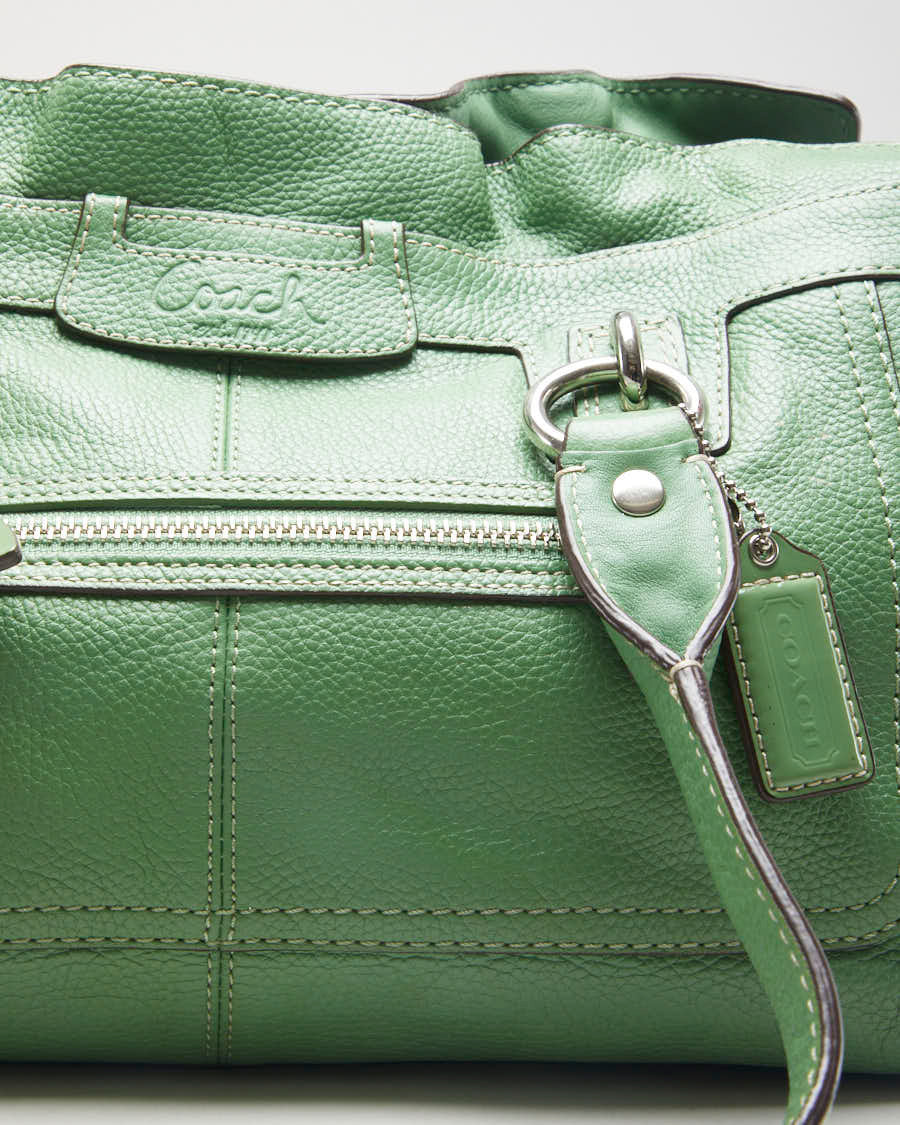 Y2K 00s Coach Green Leather Handbag - O/S