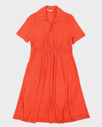 Vintage 70s Jerell Of Texas Orange & White Polka Dot Mini Dress - S