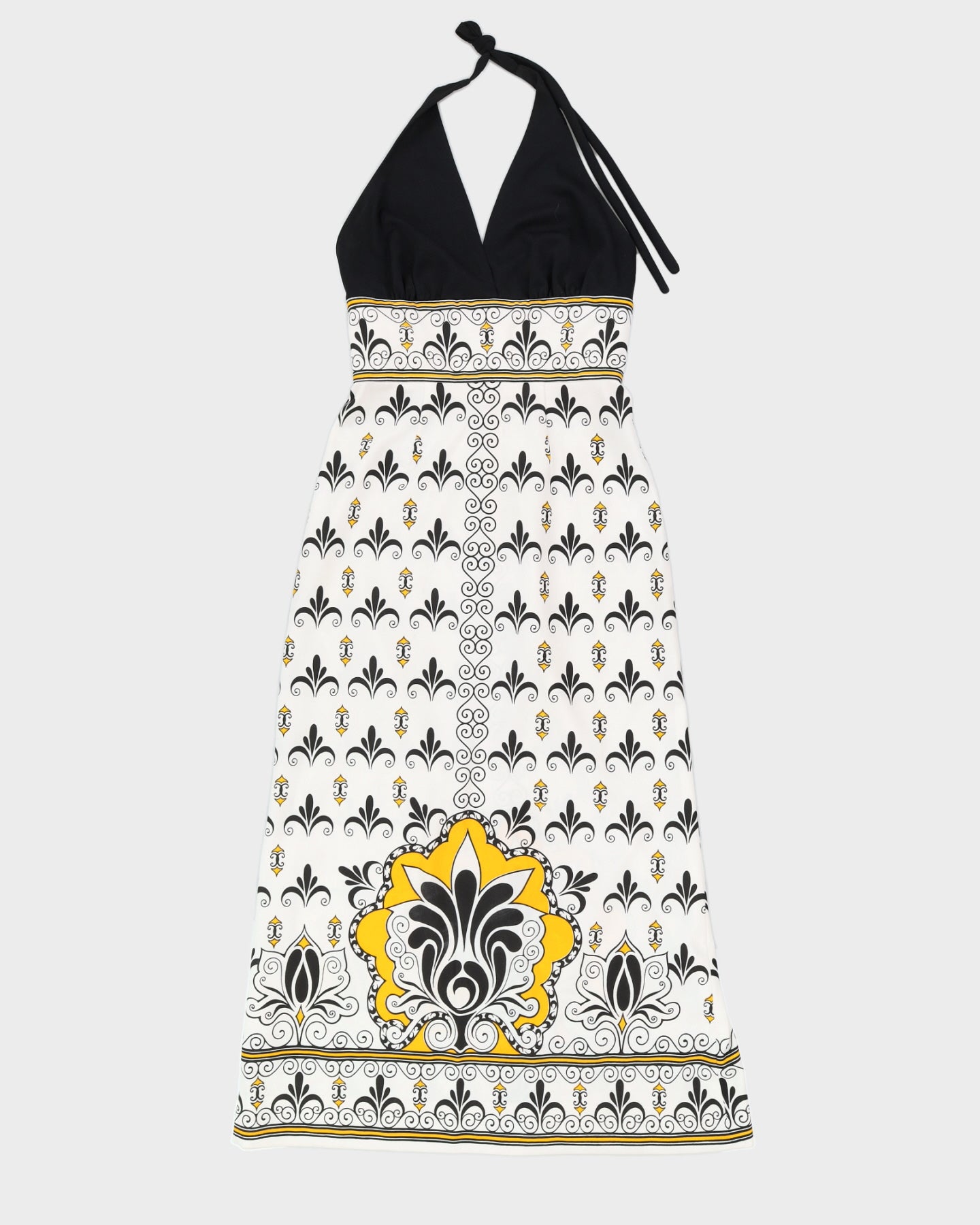 Vintage 70s Alfred Shaheen Printed Halter Dress M – Rokit