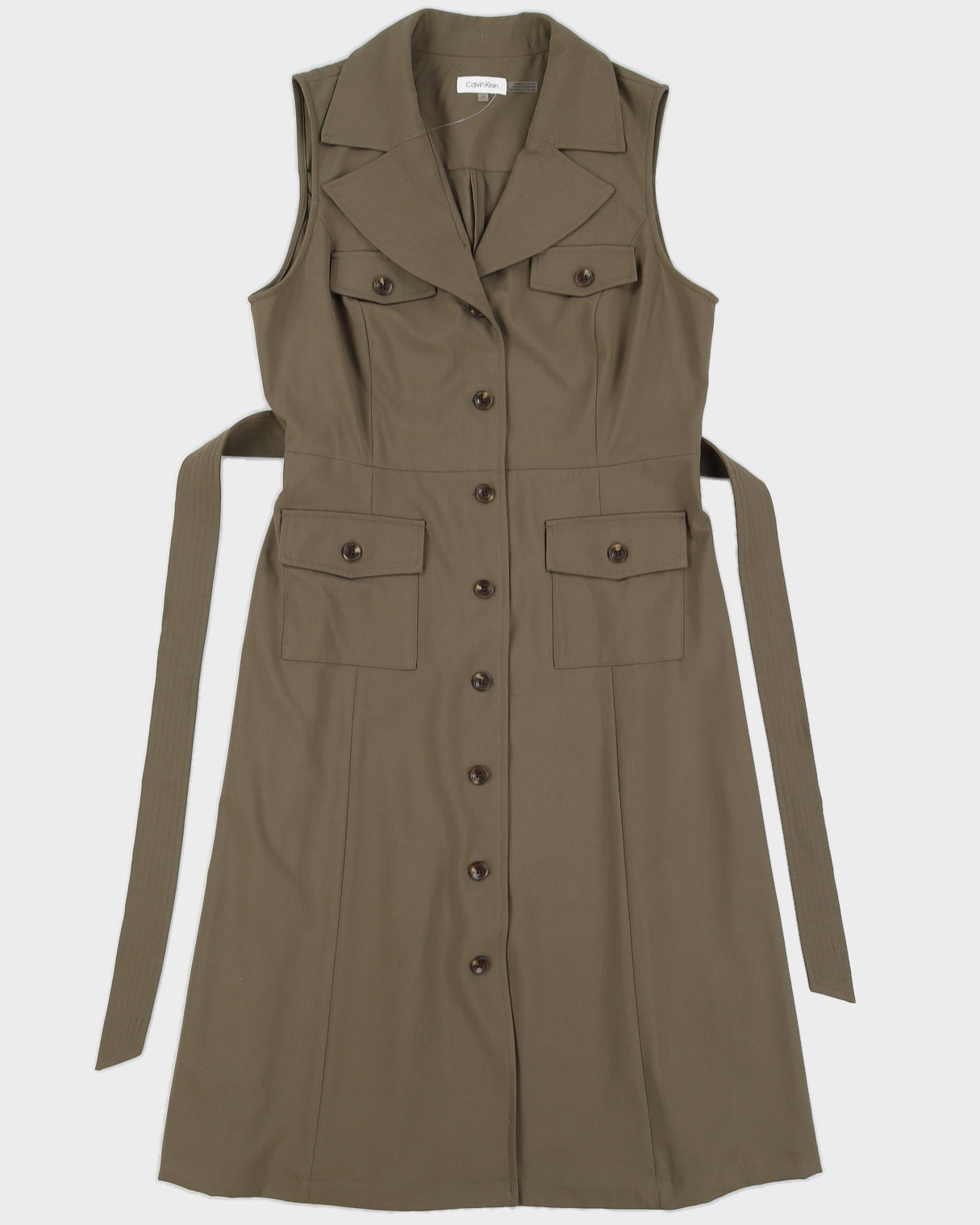 Calvin Klein Green Sleeveless Button Down Dress