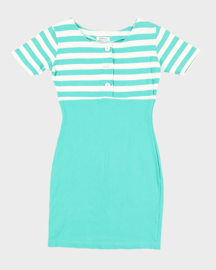 1980s Button Up Striped Dress - S