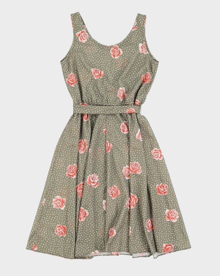 Vintage Polka Dot Flower Dress - S