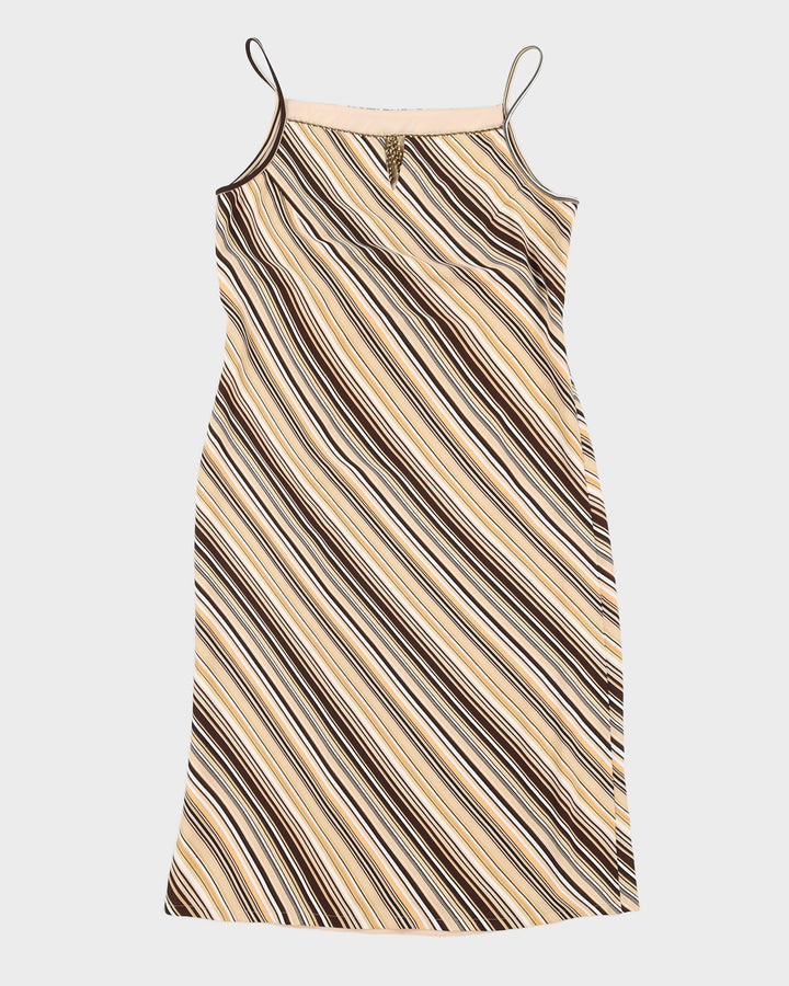 Y2K 00s Dunnu Paris Brown Stripe Dress - M