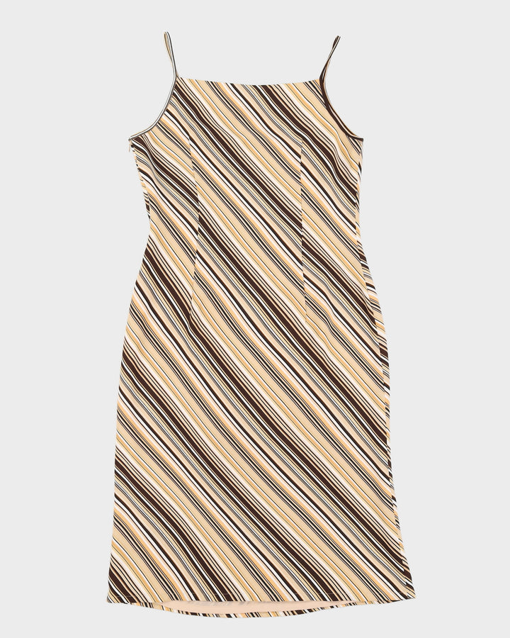 Y2K 00s Dunnu Paris Brown Stripe Dress - M