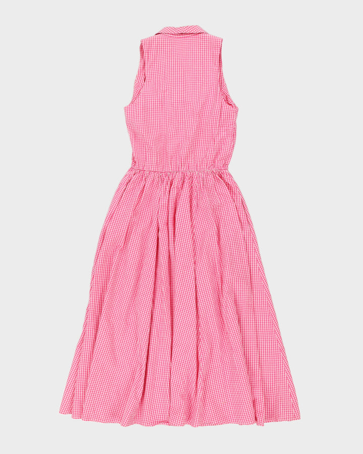 Vintage 80s Nina P. Design Pink Gingham Button Up Dress - M