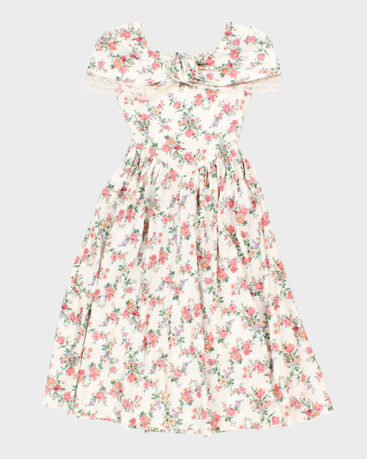 Vintage 80s Handmade Floral Evening Dress - XS