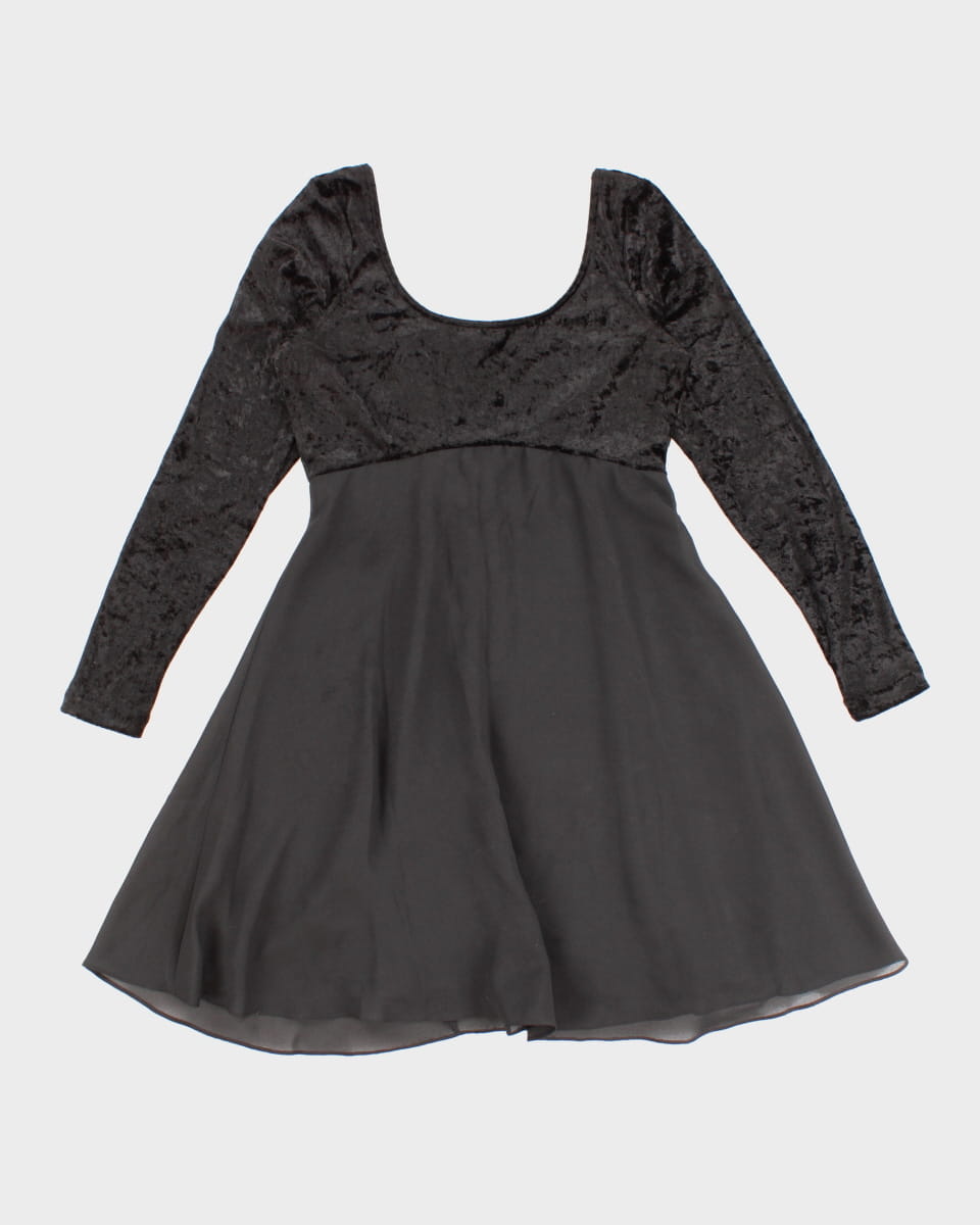 black velvet skater dress long sleeve Black Velvet Skater Dress