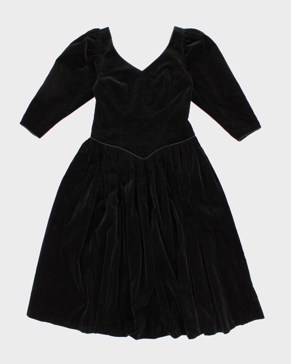 vintage black velvet dress Vintage 80s Laura Ashley Black Velvet Dress
