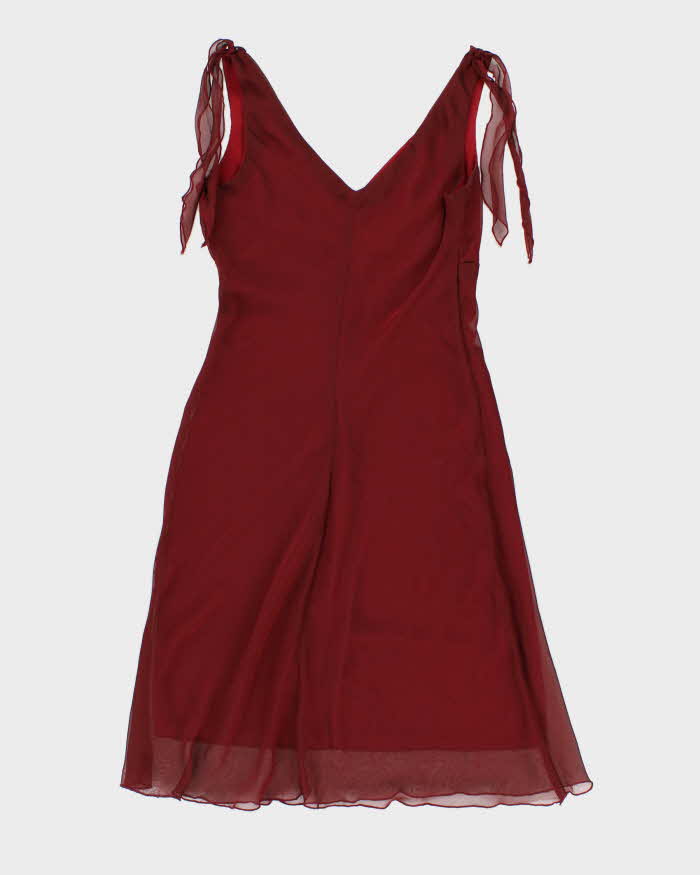 Vintage Woman's Burgundy Iridescent Evening Dress - M
