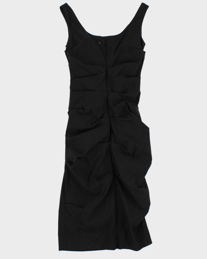 Vintage Woman's Black Le Chateau Ruched Evening Dress - XS