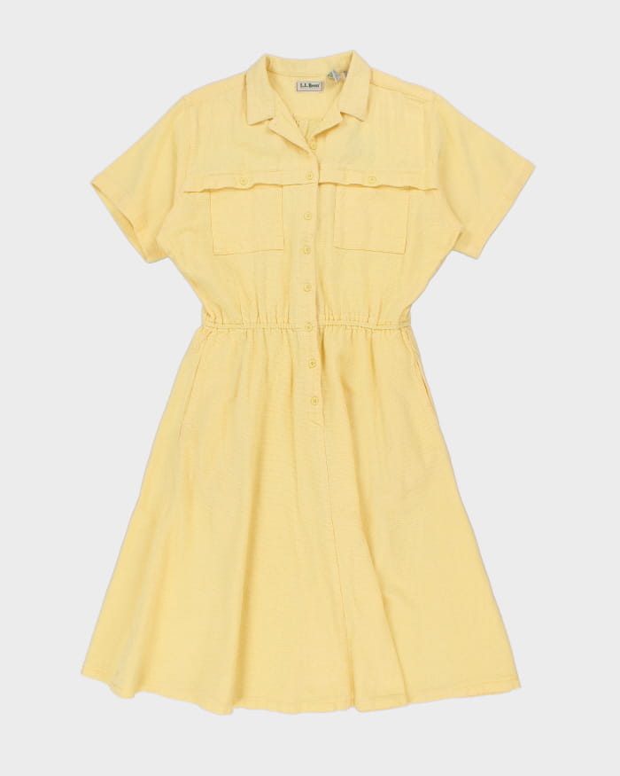 Vintage 90s L.L. Bean Cool Weave Yellow Dress - L