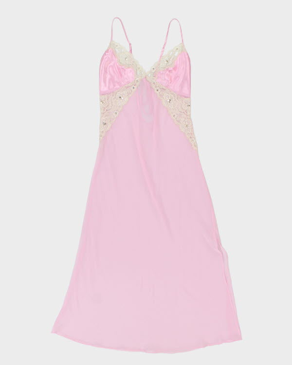 Y2k 00s Short Stories Pink Mesh Sequin Slip Dress M Rokit