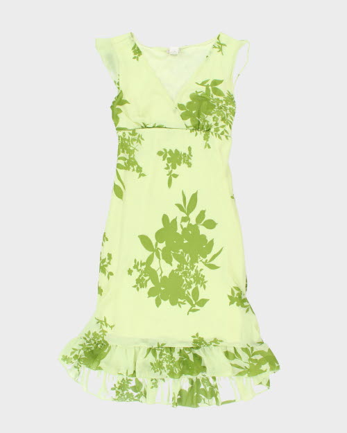 Y2k 00s Janette Floral Green Dress - L