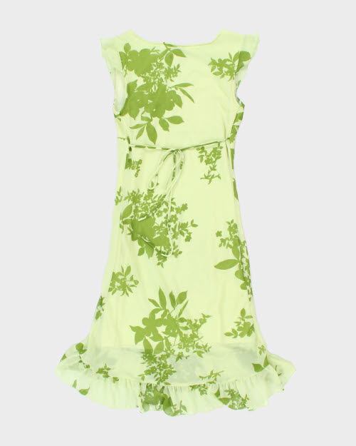 Y2k 00s Janette Floral Green Dress - L